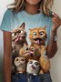 Funny Cat Printed Casual T-shirt