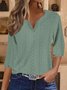 V Neck Casual Plain Blouse With No