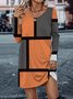 Jersey Geometric Casual Dress With No