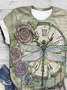 Loose Casual Dragonfly Jersey T-Shirt