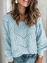 Color Block Yarn/Wool Yarn Loose Casual Sweater