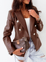 Pu Casual Plain Blazer