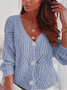 Plain Casual Wool/Knitting Others Cardigan