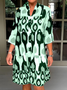 Casual Stand Collar Color Block Dress With No