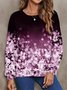 Crew Neck Floral Loose Casual Sweatshirt