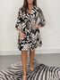 Stand Collar Casual Abstract Regular Fit Dress With No