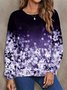Crew Neck Floral Loose Casual Sweatshirt