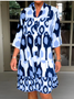 Casual Stand Collar Color Block Dress With No