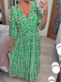 V Neck Ethnic Casual Dress With No