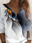 Crew Neck Casual Zipper Ombre Sweatshirt