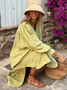 Plain Regular Fit Casual V Neck Dress With No