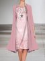 Floral Casual Loose Shawl Collar Two-Piece Set