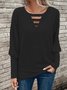 Crew Neck Casual Plain Jersey Blouse