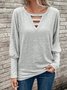 Crew Neck Casual Plain Jersey Blouse