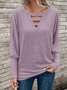 Crew Neck Casual Plain Jersey Blouse