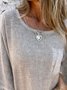 Casual Plain Cotton And Linen Blouse
