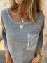 Casual Plain Cotton And Linen Blouse