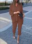 Loose Shawl Collar Casual Two-Piece Set