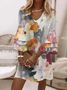 Floral Casual Dress With No