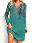 Casual Regular Fit Floral V Neck Dress With No