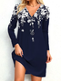 Casual Regular Fit Floral V Neck Dress With No