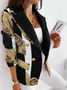 Casual Lapel Collar Color Block Blazer