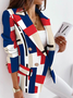 Casual Lapel Collar Color Block Blazer