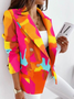 Casual Lapel Collar Color Block Blazer