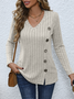 Jersey Loose Casual V Neck Blouse
