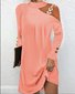 Crew Neck Plain Buckle Casual Dress With No