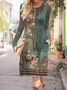 Floral Regular Fit Casual Crew Neck Dress With No