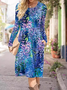 Floral Regular Fit Casual Crew Neck Dress With No