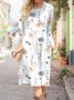 Floral Regular Fit Casual Crew Neck Dress With No