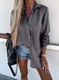 Shirt Collar Cotton And Linen Loose Casual Shirt