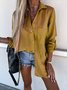Shirt Collar Cotton And Linen Loose Casual Shirt