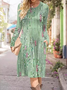 Floral Regular Fit Casual Crew Neck Dress With No