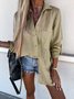 Shirt Collar Cotton And Linen Loose Casual Shirt