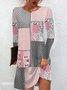 Casual Crew Neck Loose Dress With No Belt