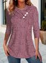 Casual Loose Plain V Neck Blouse