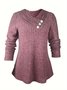 Casual Loose Plain V Neck Blouse