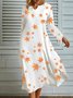 Loose Leaf Yarn/Wool Yarn Casual Sweater Dress With No