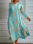 Loose Leaf Yarn/Wool Yarn Casual Sweater Dress With No