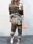 Casual Crew Neck Two-Piece Set