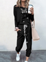 Casual Crew Neck Two-Piece Set