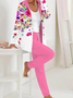 Casual Loose Hoodie Floral Two-Piece Set