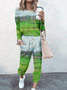 Casual Crew Neck Two-Piece Set