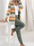 Loose Casual Hoodie Color Block Two-Piece Set