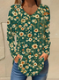 Casual V Neck Floral Early Autumn Blouse