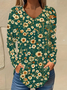 Casual V Neck Floral Early Autumn Blouse