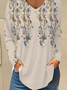 Loose Floral Casual V Neck Blouse